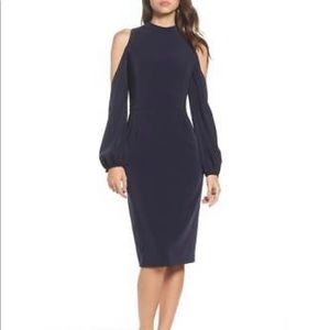 Maggy London Navy Cold Shoulder Dress